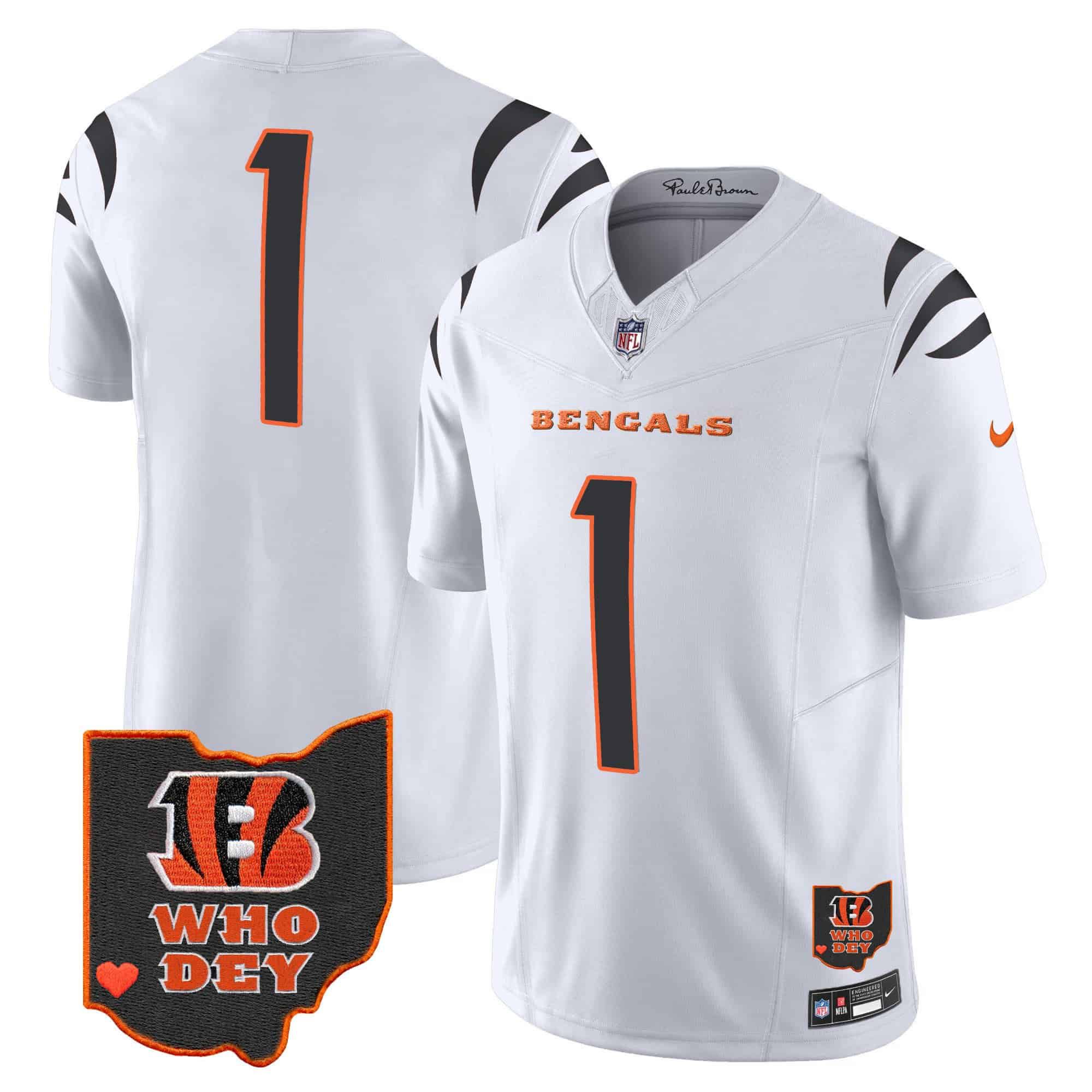 Men Cincinnati Bengals #1 Chase White 2024 Nike Patch Vapor Limited NFL Jersey style 1->indianapolis colts->NFL Jersey